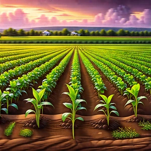 Agricultural Technology In Tech Office With Large Field