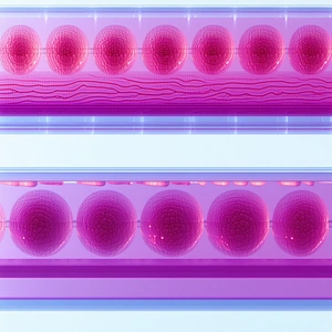 A Row Of Pink Balls, Which Are Likely Made Of Plastic, Arranged In A Line
