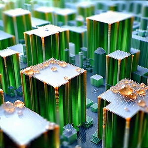 Abstract Nature Photography: Macro View Of Crystalline Structure With Computer-generated Model