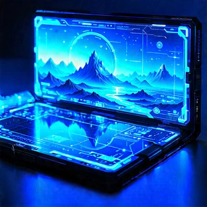 Tablet With Glowing Screen With Laptop Computer