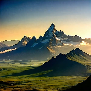 Nature Unreal Engine: Mountain Range During (sunset:1.44) With Breathtaking Mountain