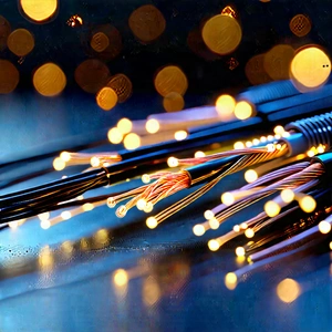 Close-up Of Fiber Optic Cables With Close-up Bunch