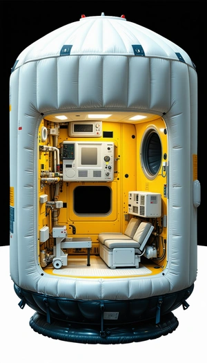 A Small, Yellow Spacecraft With A White Interior