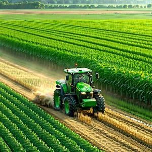 Agricultural Technology In Field Deployment With Green Tractor