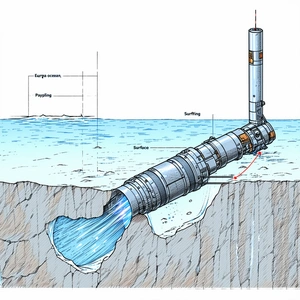 A Large Pipe Is Sticking Out Of The Ground, With A Blue Water Flowing Through It