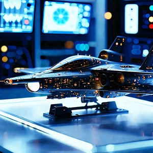 Aerospace Technology In Modern Laboratory With Model Displayed