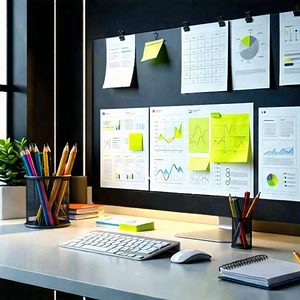 Business Cinema 4D: Workplace with modern office supplies on desk