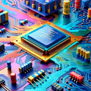 Tech Pastel Drawing: Close-up of electronic circuit