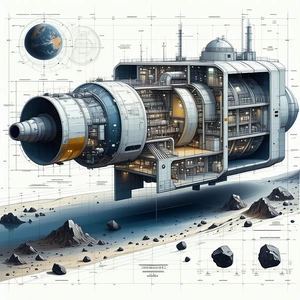 A Large Spacecraft Is Shown In A Drawing, With A Large Dome On Top