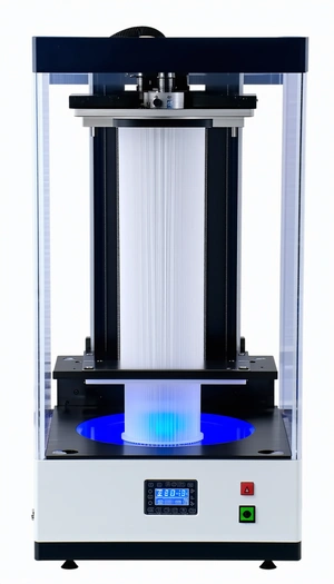 A Large, Blue, Cylindrical Object That Appears To Be A Machine Or A Piece Of Equipment