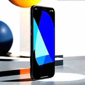 Tech Geometric Design: Smartphone With User Interface With Black Cell