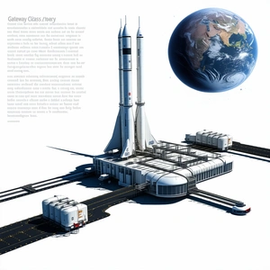 A Large Space Shuttle Is Docked At A Space Station, With A Large Globe In The Background
