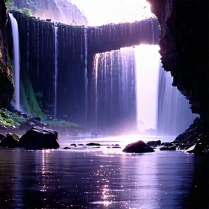Nature Long Exposure Photography: Natural Arch In Rainy Season With Beautiful Waterfall
