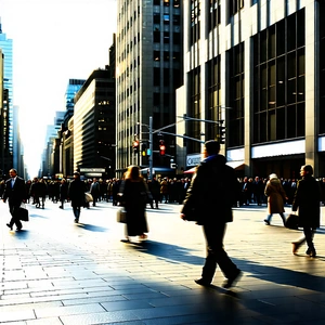 Urban Digital Art: Public square with commuting