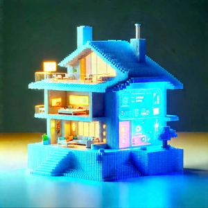 Smart Home Device With User Interface With Blue House