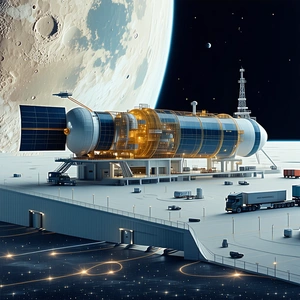 A Large Space Station Is Docked With A Smaller Space Station