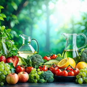 Lifestyle Hdr Photography: Wellness Scene With Healthy Food With Table Filled