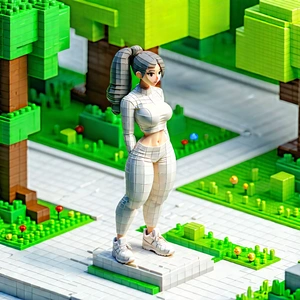 Urban Voxel Art: Urban fitness in the park scene