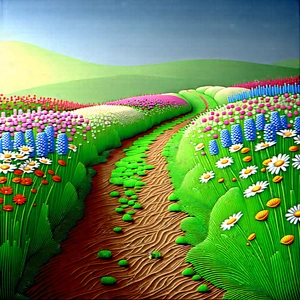 Nature Abstract Design: Path through flowering meadow