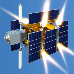 A Spacecraft With A Solar Panel On Its Side
