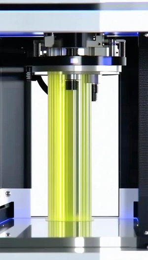 A Yellow Light Bulb Inside A Machine, Possibly A Light Box Or A Device Used For Testing