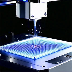 3d Printer With (digital:1.15) Particles With Blue Laser