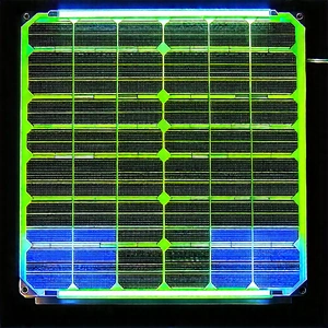 Solar Panel With Neon Accents With Large, Green,