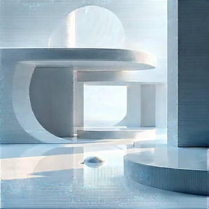 Abstract Digital Art: Minimalist Design With Focal Point With Futuristic, White,