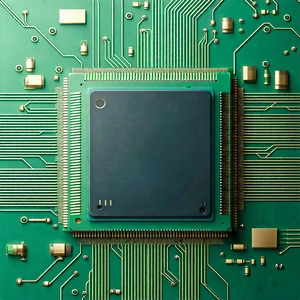 Tech Technical Illustration: Close-up of microprocessor