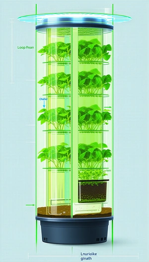 A Large Green Structure With Multiple Levels, Each Containing A Variety Of Plants