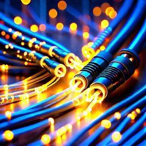 Close-up Of Fiber Optic Cables With Close-up Bunch