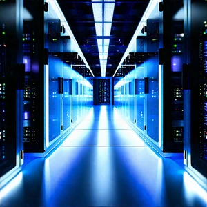 Futuristic Server Room With Large, Well-lit