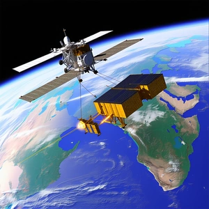 A Space Shuttle With A Large Satellite Attached To Its Back