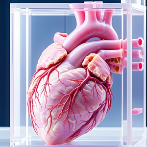 A Heart, Which Is Displayed In A Glass Case