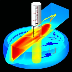A Large White Cylinder, Which Appears To Be A Thermometer Or A Temperature Gauge
