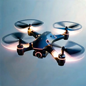 Drone With Data Visualization With Black Drone