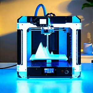 3d Printer With Neon Accents With Printer Sitting
