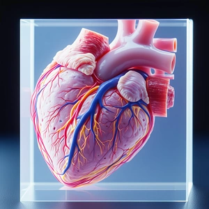 A Heart Is Displayed In A Glass Case, Showcasing Its Intricate Structure And Blood Vessels