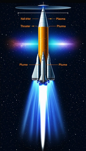 A Rocket Is Shown In A Space Scene, With The Words "pulse" And "plume" Written Above It
