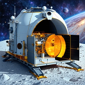 A Large, White Spacecraft With A Dome-shaped Structure On Top