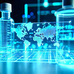 Healthcare Technology In Modern Laboratory With Computer-generated Globe,
