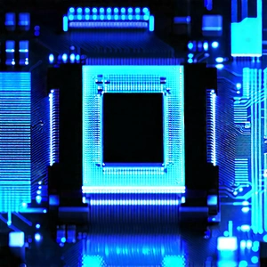 Microchip with blue light (glow:1.32)