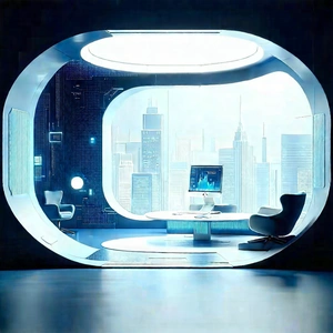 Futuristic Tech Startup Office With Futuristic Office