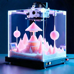 3d Printer With (digital:1.44) Particles With Printer Model
