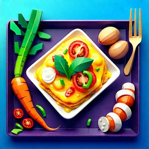 Lifestyle Low Poly: Healthy Meal Prepared With Fresh Ingredients With Purple Tray