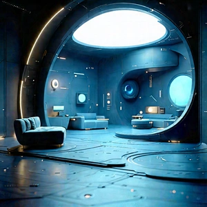 Futuristic Tech Startup Office With Futuristic Room,