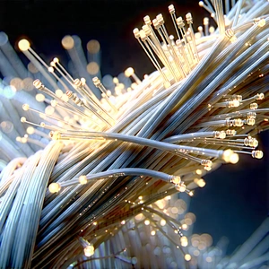 Close-up Of Fiber Optic Cables With Close-up Bunch