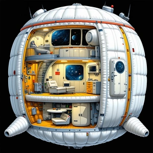 computer-generated illustration space station
