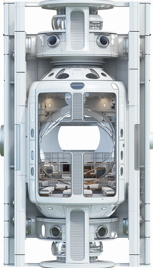 The Image Is A 3d Model Of A Space Shuttle, Showcasing The Interior Of The Spacecraft