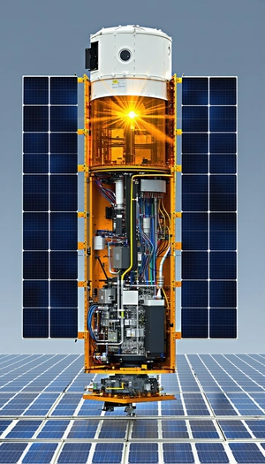 A Large, Orange Structure With A Solar Panel On Top